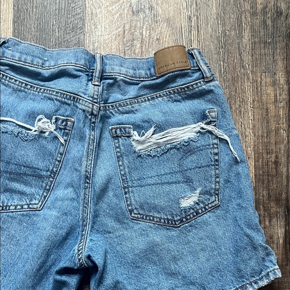 American Eagle Outfitters Blue Distressed Jean Shorts - Picture 9 of 11